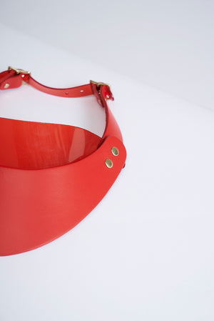Leather Visor in Red