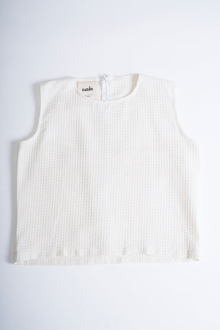 Waffle Cotton Crop Top White