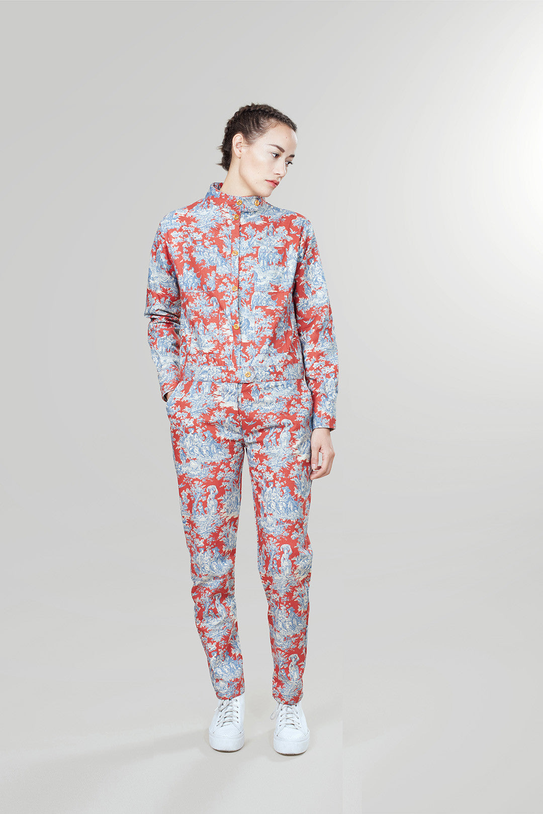 Churchill Siren Suit in Red Toile