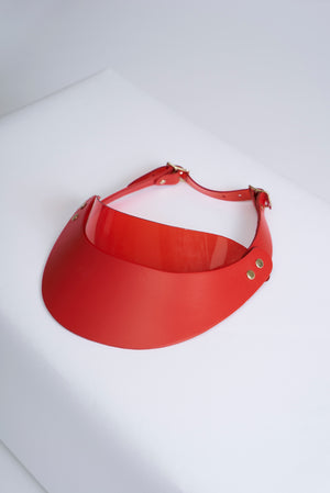 Leather Visor in China Red