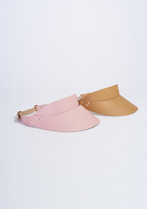 Hadjio leather visor camel and pink